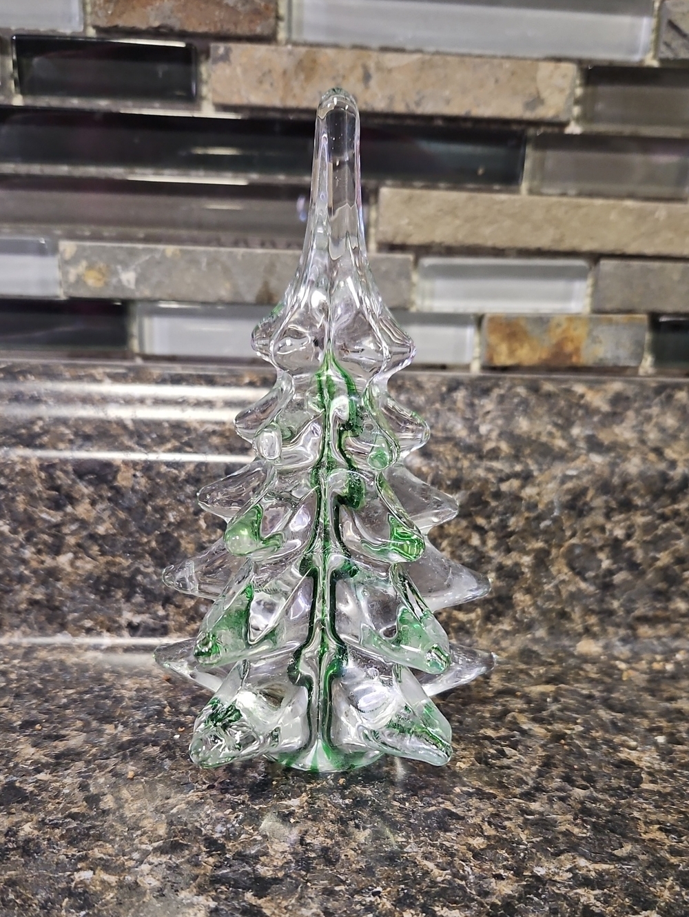 Vintage Clear And Green Glass Christmas Tree